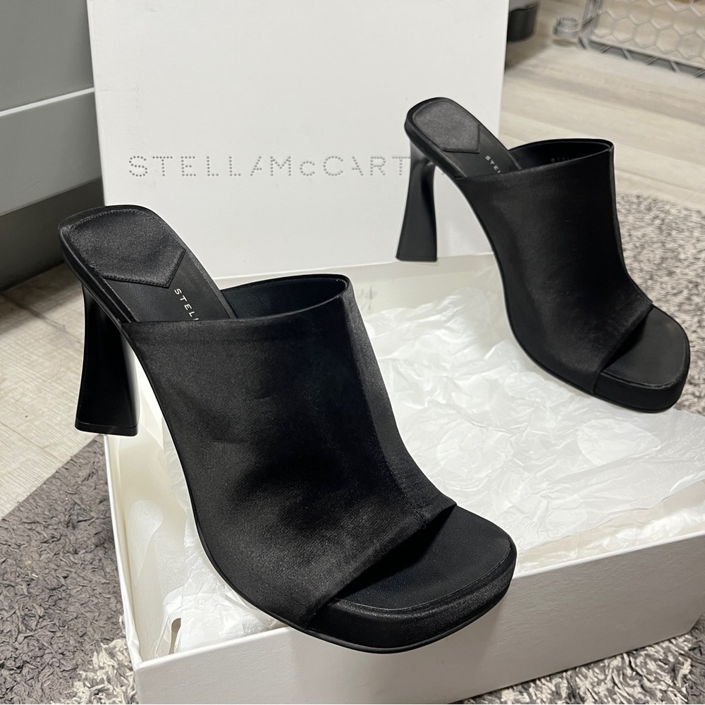 Stella McCartney Elegant Black Satin Mules